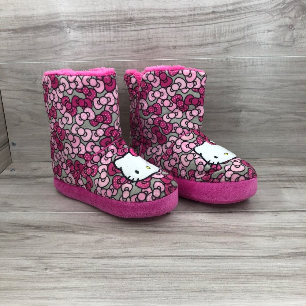 Hello Kitty Sanrio Boot Slippers Kids 2/3 Pink Fabric
